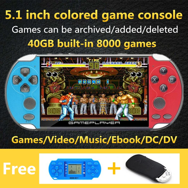 Горячая Распродажа портативная цветная игровая консоль 5 1 дюйма 8000 игр поддержка