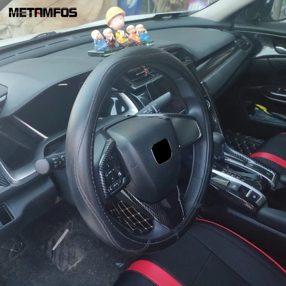 Для Honda Civic Sedan 2016-2018 2019 углеродное волокно рулевое колесо накладка декоративная
