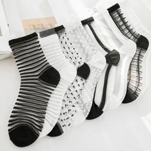Сексуальные кружевные сетчатые носки, прозрачные эластичные сетчатые носки из смешанного волокна, тонкие женские крутые носки из эластичной ткани до щиколотки, 1 пара = 2 шт. ws403