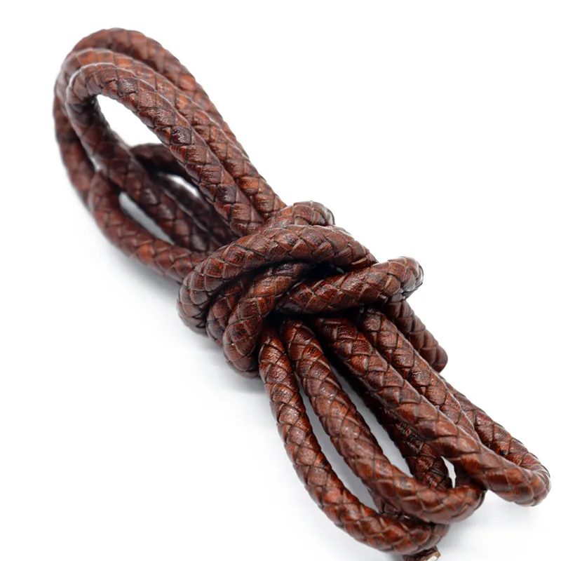 1meter/lot 3mm 4mm 5mm Vintage Round Braided Genuine Leather Cord Cords String Rope Bracelet Jewelry Making Findings | Украшения и