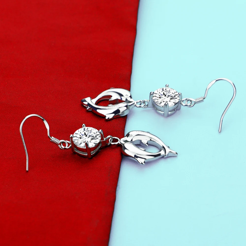 Женские серьги из серебра 925 пробы с фианитами|Серьги-подвески| |