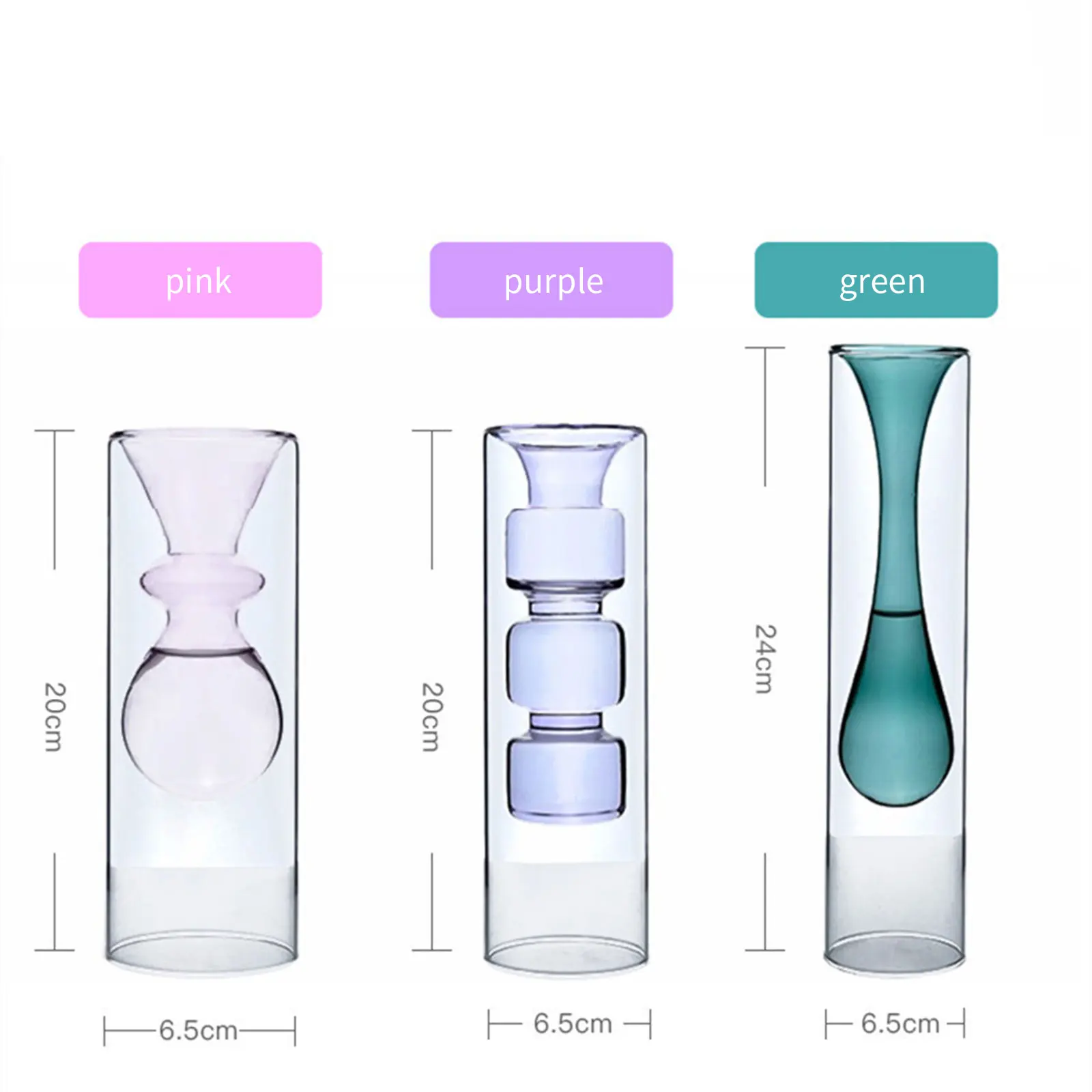 Прозрачная ваза Европейского цвета креативная домашняя стеклянная с зеленым