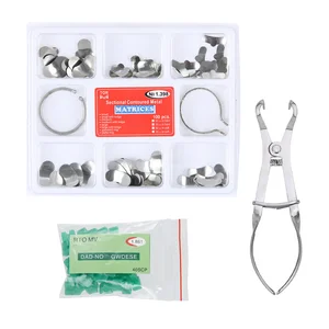 AZDENT 100 шт. полный комплект стоматологической матрицы секционные Контурные матрицы + 40 шт. силиконовых добавок клиньев Контурные металлические матрицы плоскогубцы