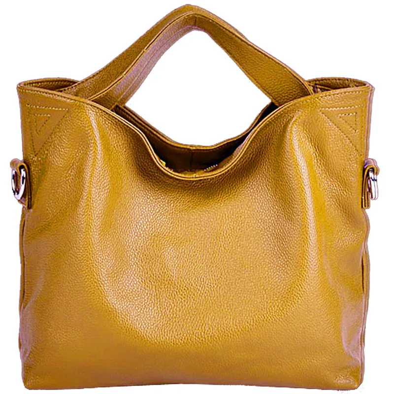 

100% Genuine Leather Daily Casual Women's Handbag High Quality Handbags For Ladies Black Brown Cowhide Top-handle Tote Bags