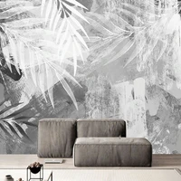 custom mural wallpaper nordic modern hand painted 3d abstract art leaf plant fresco bedroom living room background wall painting