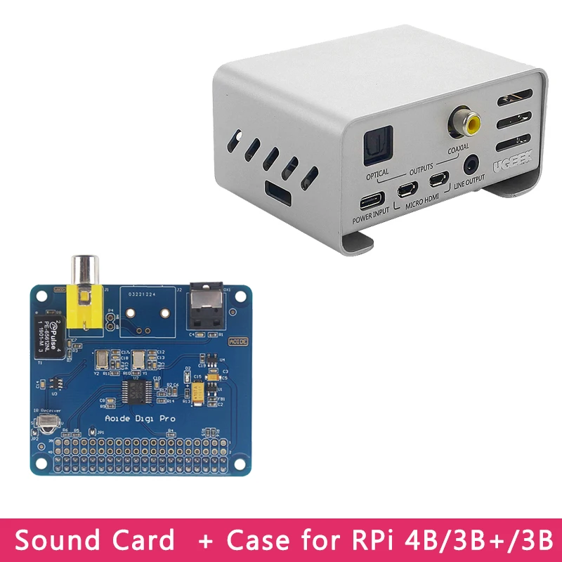 Raspberry Pi 4 AOIDE HIFI DiGi Pro цифровая звуковая плата расширения | Чехол из алюминиевого сплава для Raspberry Pi 4 модель 3B+/3B
