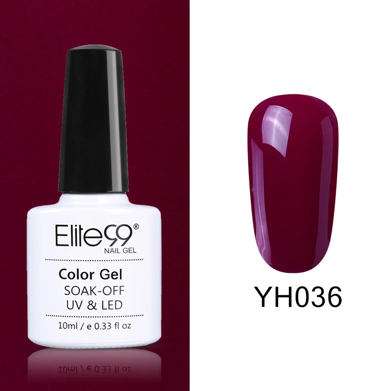 YH036 Elite99 Vernis Полупостоянный 10 мл Светодиодный УФ-гель замачиваемый пурпурный цвет светодиодный лак для ногтей нужна лампа отверждения Гель-лак - Цвет: YH036