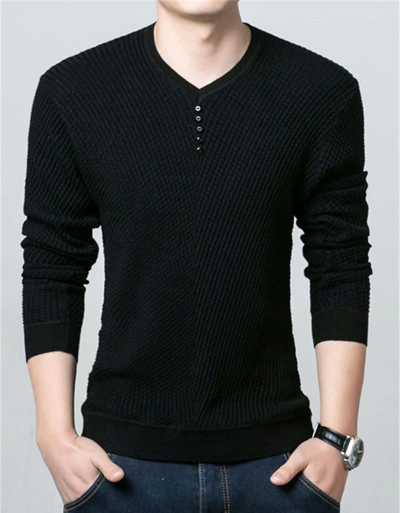 Мужской свитер Повседневный пуловер с v образным вырезом Мужская Осенняя