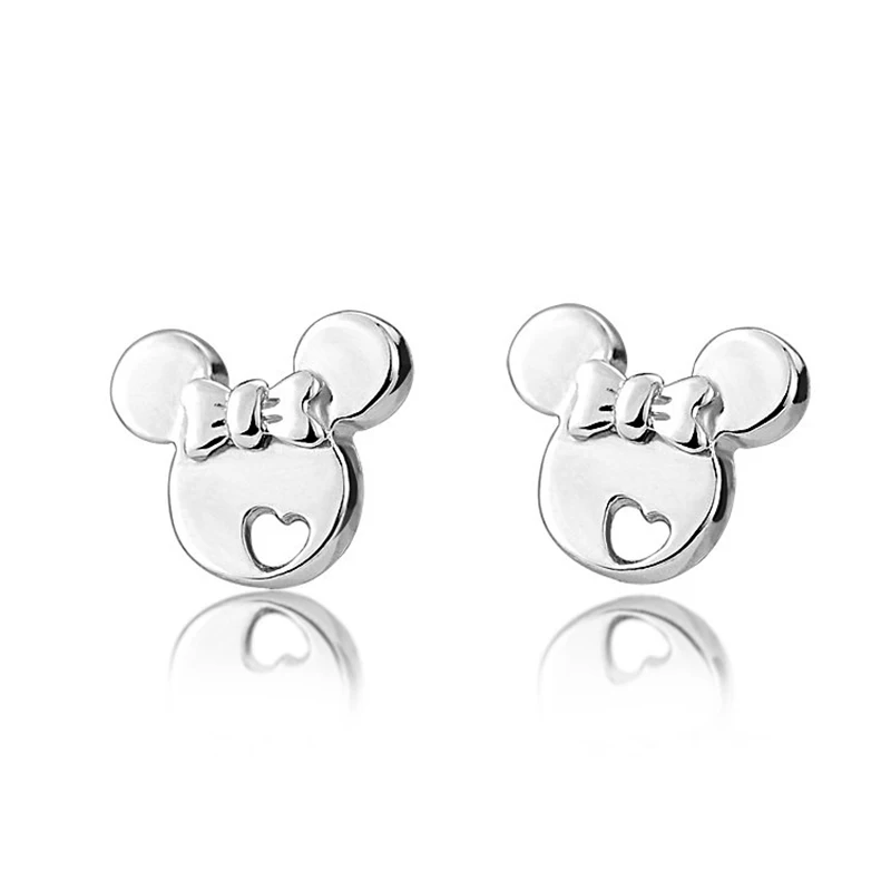 Minnie Настоящее 925 пробы серебряные серьги-гвоздики с Микки и Минни Маус для женщин и девушек очаровательные брендовые ювелирные изделия(SE003 - Окраска металла: Minnie