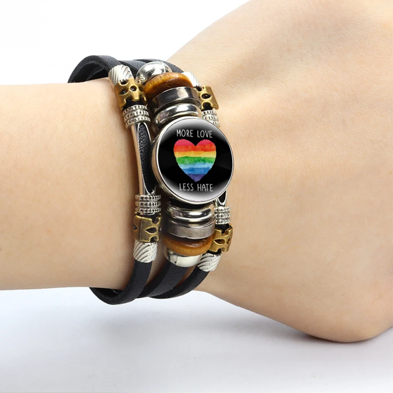 Кожаные браслеты Pride Радуга гей флаг многослойные бриллианты лесбиянки геи