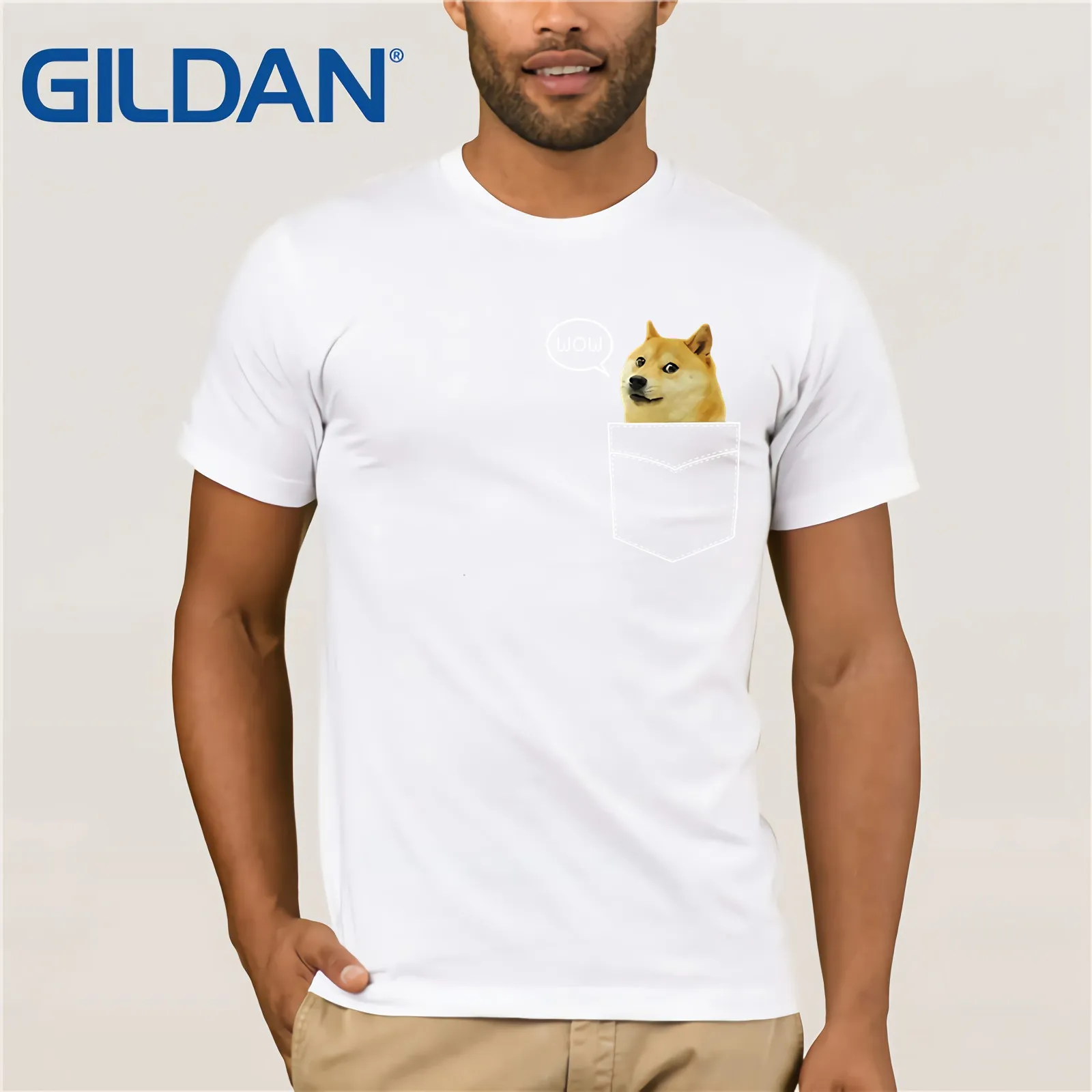 Шиба ину футболка Pocket Doge такая Wow Dank Pixel милая собака футболка Летняя мужская футболка с коротким рукавом - Цвет: white