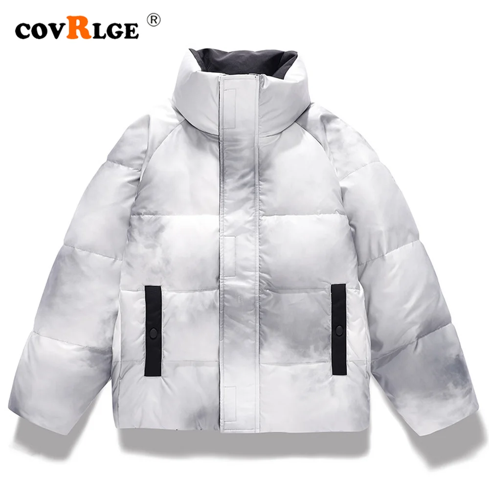 Covrlge Winter Men's Down Jacket New Stand-up Collar Loose Hong Kong Style Ins Tide Brand Tie-dye Down Jacket Coat Male MWY044