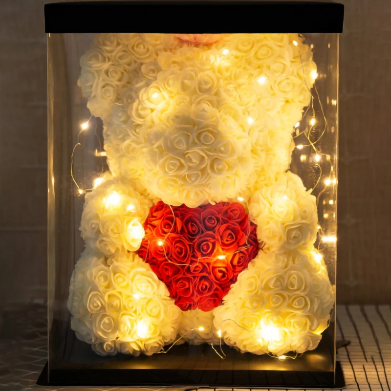 

25/40 см розовый медведь сердце искусственный цветок Роза Мишка Тедди для женщин День Святого Валентина Свадьба Рождество День рождения пода...