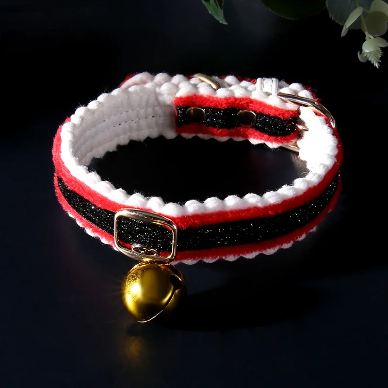 Милый ошейник для кошек и собак Рождественский с золотым колокольчиком