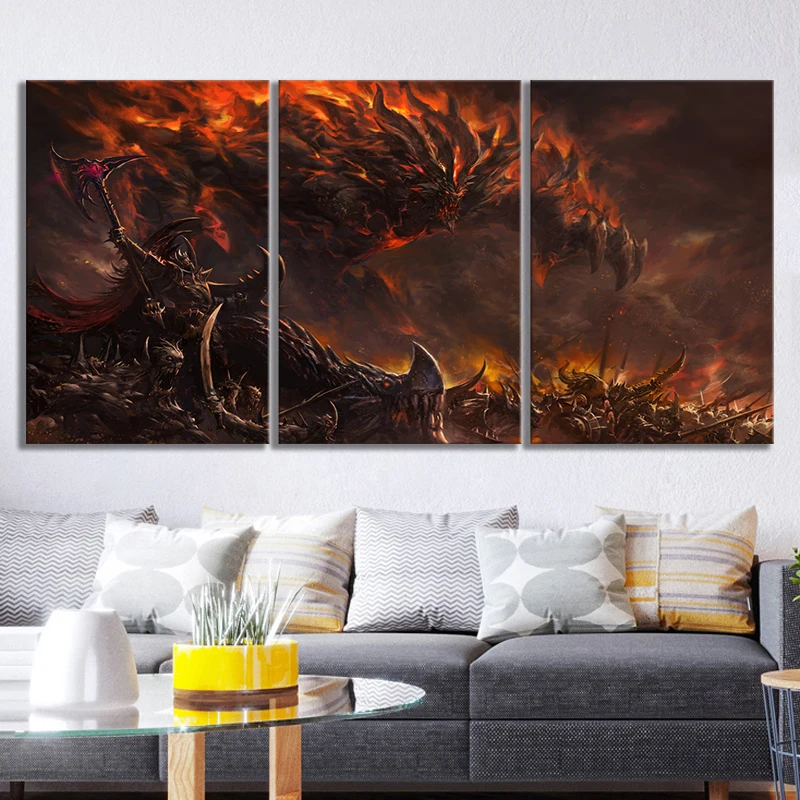 3 Панели HD фантастическое художественное создание изображение воина Warld of Warcraft