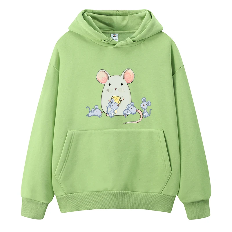 Women's Cartoon Cute Animal All-match Hoodie   Workout Pullover Sweatshirts Winter Loose Thick Sun Velvet Sweater