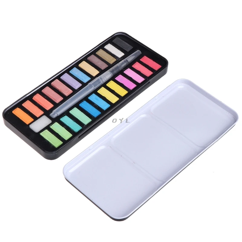 

12/18/24 colors Solid Watercolor Paint Set Portable Drawing Brush acrylic Art Painting Supplies
