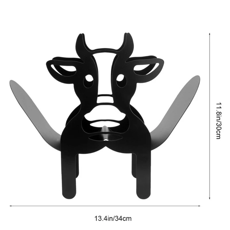 

Black Cow Toilet Roll Paper Holder Free-Standing Bathroom Tissue Storage Gift L5YE