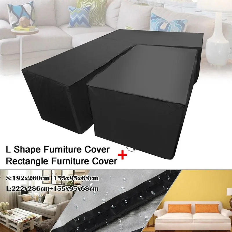 

Waterproof Garden Rattan Corner Furniture Cover Outdoor Sofa Protect L Shape UV-resistant Dust Covers