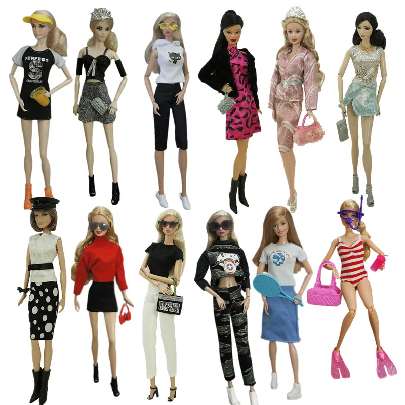 

1/6 BJD Doll Clothes For Barbie Dress Shirt Coat Jacket Skirt Crop Pants Shoes Glasses Hat Outfits Set 11.5" Dolls Accessories