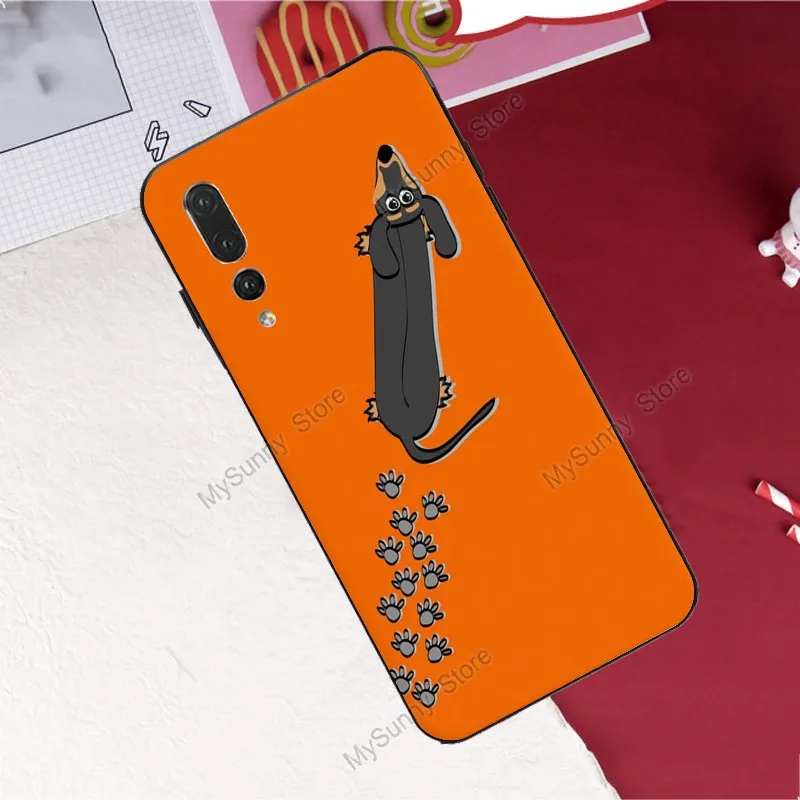 Мультяшный чехол с таксой сосиской собакой для Huawei P30 P20 P40 Lite P Smart 2019 2021 Nova 5T Honor 50 Pro