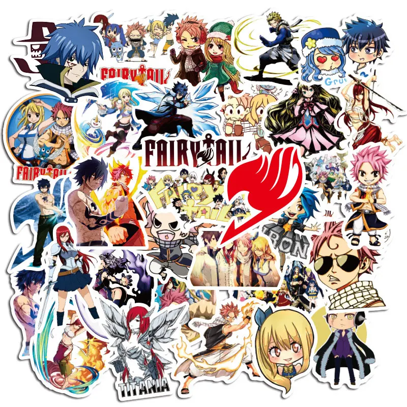 Caja de regalo DIY para casco de coche y refrigerador, pegatinas japonesas de Anime de FAIRY TAIL para bicicleta, guitarra, cuaderno, maletero de Skate, 10/30/50 unids/paquete-1