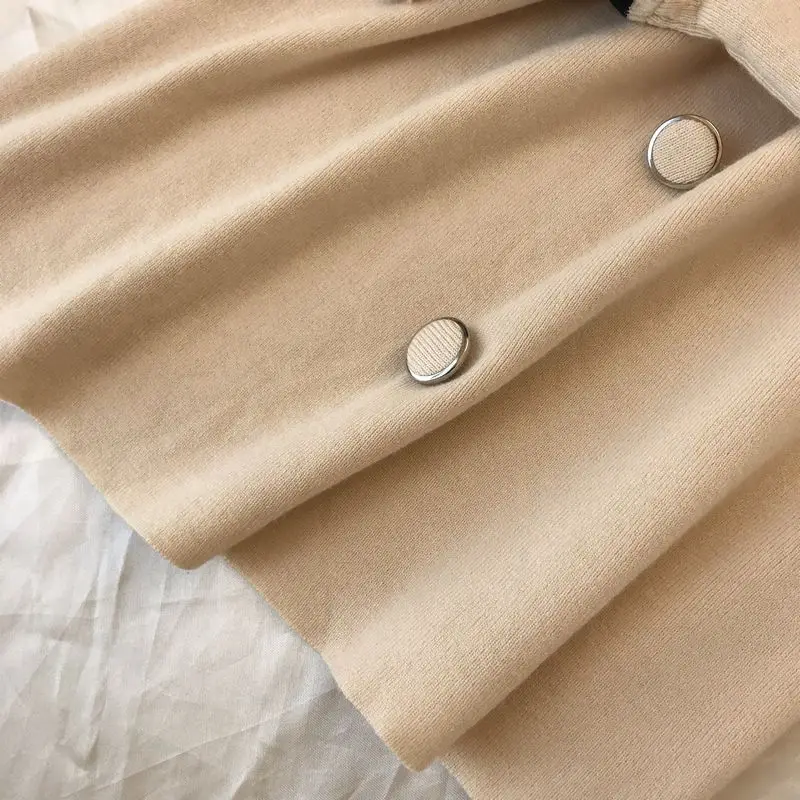 Neploe, маленький аромат, Chandal Mujer, винтажный, для взрослых, полосатый, вязаный, Женский комплект, Осень-зима, короткий кардиган+ широкие штаны, 46470