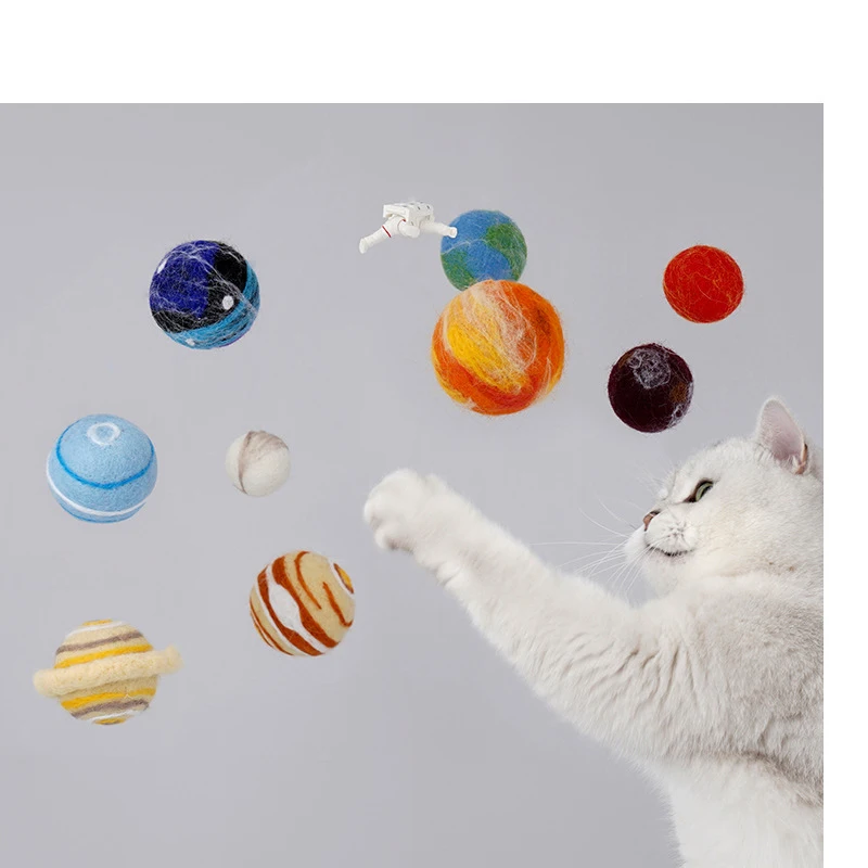 

Cat toy starry sky planet toy ball funny cat stick bite resistant Handmade catnip ball decompression relaxing toy set cat gift