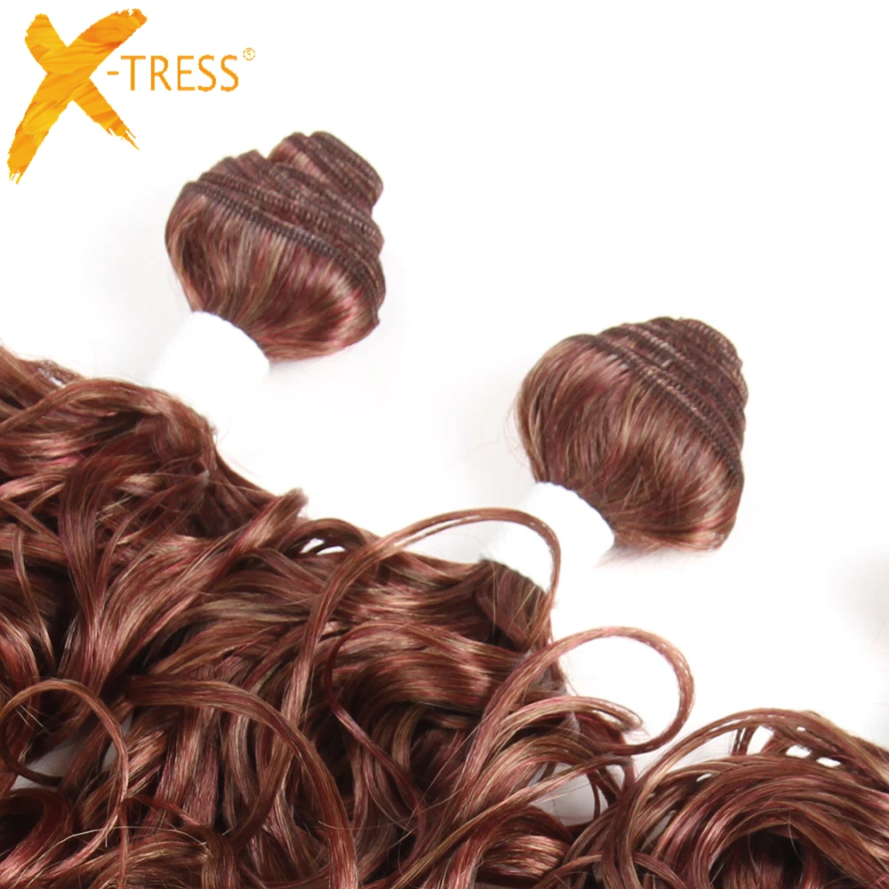 Омбре коричневый бордовый цвет синтетические волосы плетение 4 пряди X TRESS - Фото №1