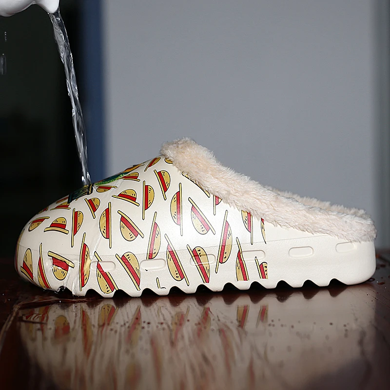 

Winter Men's YZY SLIDE Slip On Warm Fur Unisex Cotton Slippers Fashion Lightweight Winter YE SLIDE For Men Women Plus Size 35-46