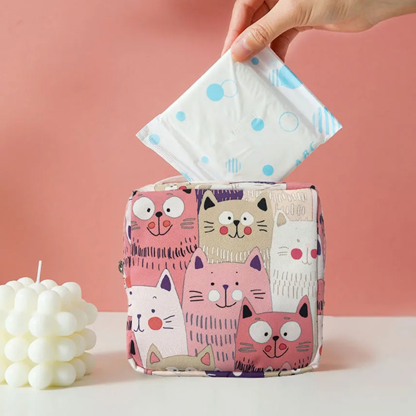 

Women Sanitary Napkin Storage Bag Portable Sanitary Pad Pouch Girls School Lovely Makeup Storage Bag Purse Cosmetic Small Case