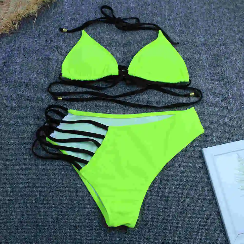 

High Waist Bikinis Set 2020 Swimsuits Push Up Swimwear Women String Halter Biquini Brazilian Leopard Print Bathing Suit Women