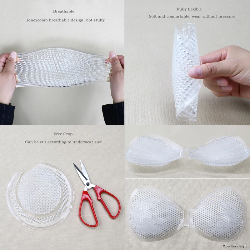 

Honeycomb Silicone Chest Pads Full Transparent Breathable Soft Thicken Underwear Invisible Lift Breast Swimsuit Push Up Paste