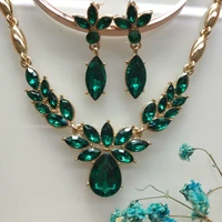 new fashion european and american jewelry set gold plated earrings necklace two piece set crystal necklace women