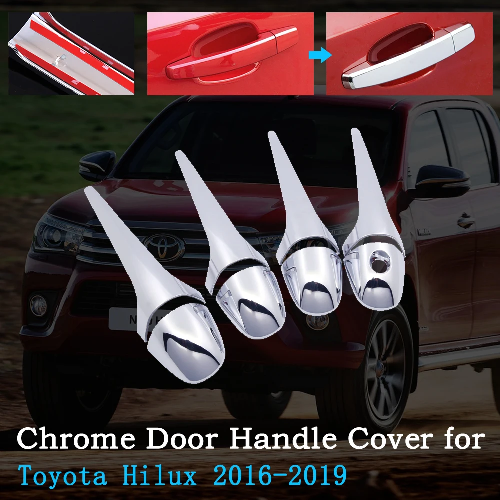 Хромированная Крышка для автомобильной дверной ручки Toyota Hilux TruckMasters OX AN120 AN130 2016 ~