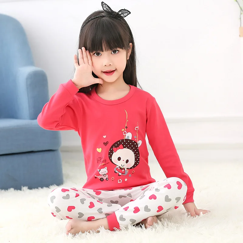 Детские пижамы с длинным рукавом Мультяшные детские для девочек и мальчиков