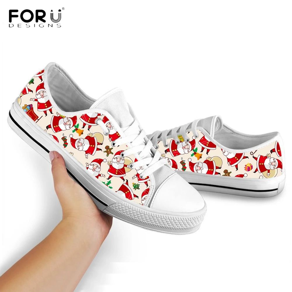 Женские кроссовки с низким верхом FORUDESIGNS рождественским рисунком Санта-Клауса