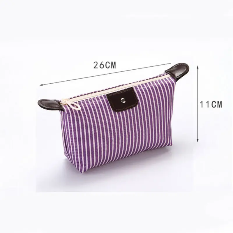 Портативная косметичка в полоску для женщин и мужчин дорожные Чехлы косметики на