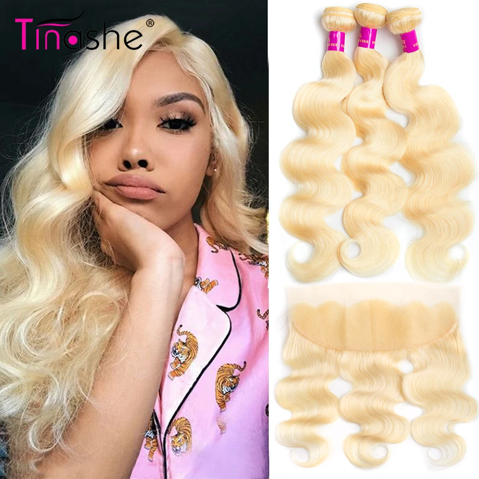 Волосы Tinashe 613 пряди ков с фронтальной бразильской волной 3 застежкой светлые