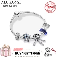 2021 real 100 925 sterling silver pan bracelet star series snake chain charm bangle fit original charms for women diy jewelry