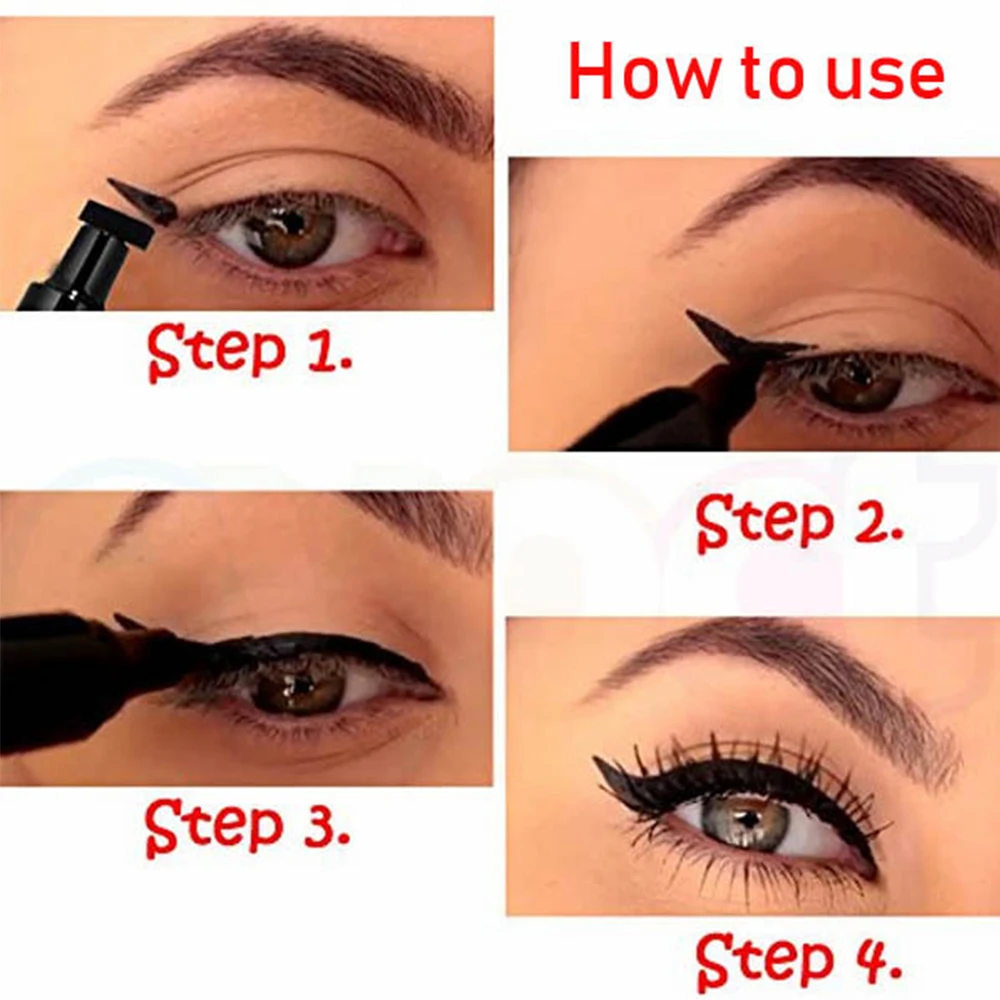 

2021 Big Seal Stamp Liquid Eyeliner Pen Waterproof Fast Dry Black Eye Liner Pencil With Eyeliner Cosmetic Double-ended Eyeliner