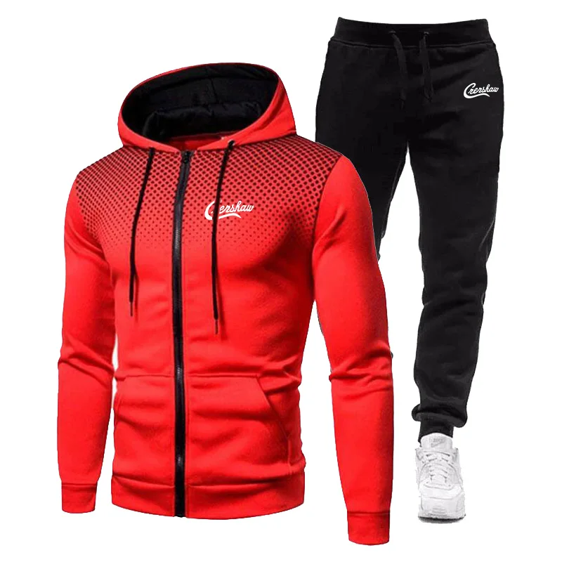 

The new autumn and winter 2021 men's casual suit hoodie + pants hooded zipper sweater sweatpants fashion slim suit