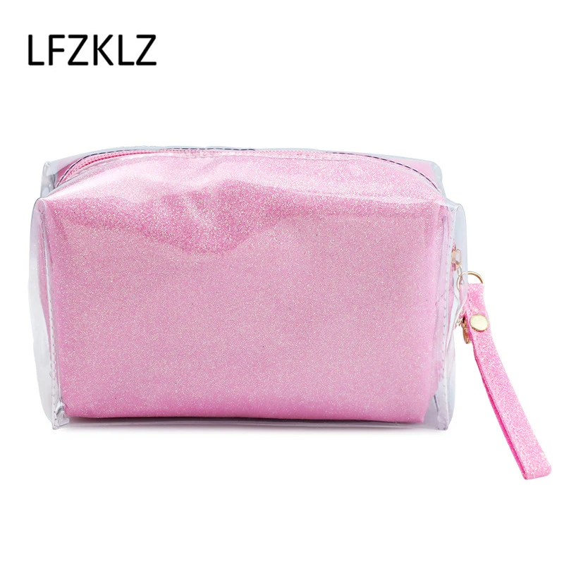

LFZKLZ 1PCS Hot Sale Laser Deisgn Transparent Travel Bag Female Waterproof Jelly Bag PVC Cosmetic Bag For Female Makeup Bag