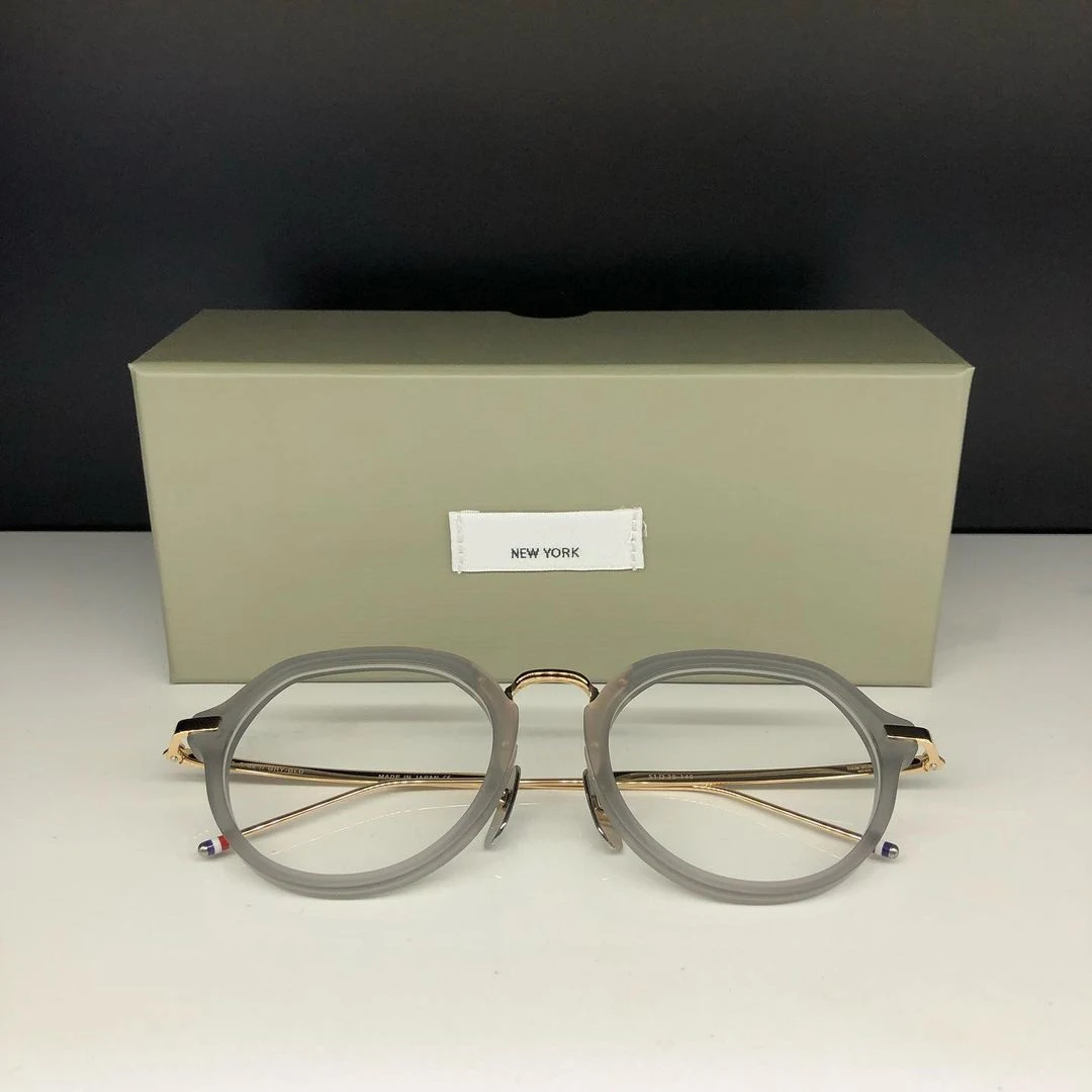 

New York THOM Brand Designer Eyeglasses Frame Retro Round Alloy Acetate Glasses TBX421 Blue Light Prescription Optical Eyewear