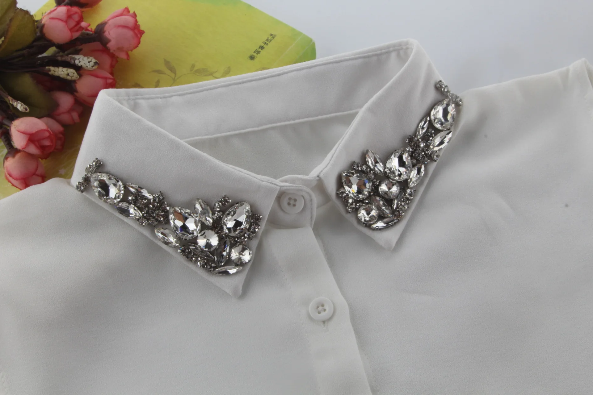 Linbaiway однотонный имитационный воротник для женщин Съемный лацкан накладной