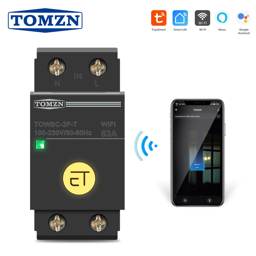 

Выключатель автоматический 2P на Din-рейку с поддержкой Wi-Fi