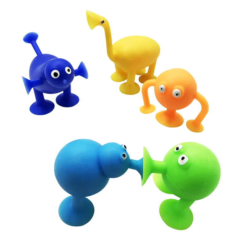 

1pcs Mini Sucker Dolls Marine Land Strange Animal Cupule Suckers kids Action Toy Capsule Model Suction Cup Puppets Random Style