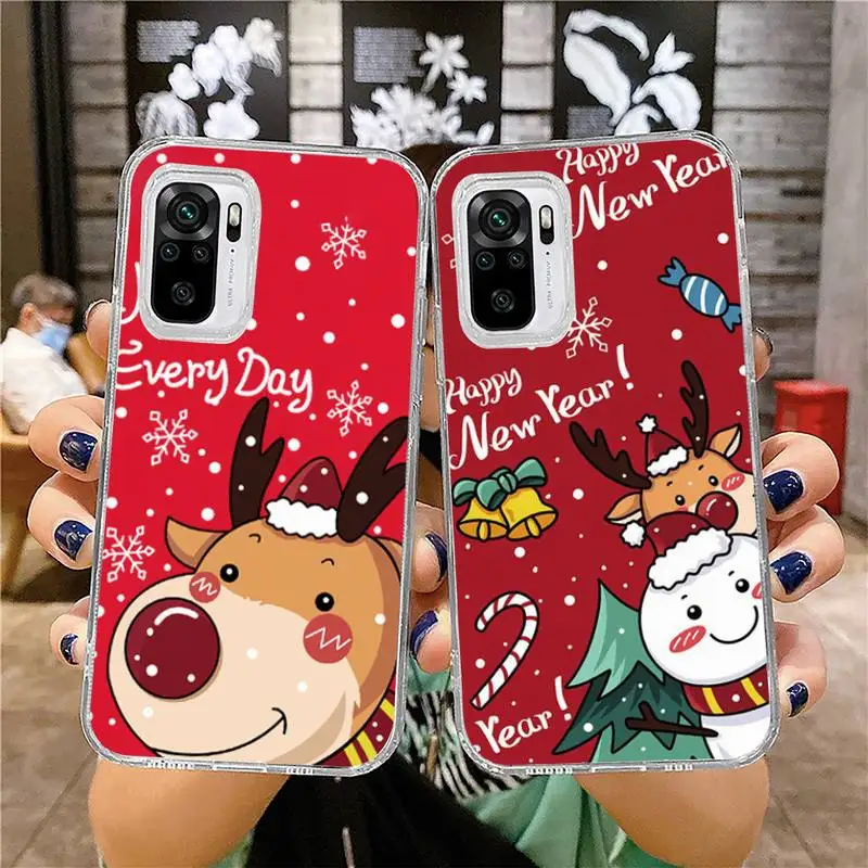 

christmas Santa Claus christmas tree Phone Case for xiaomi 11 redmi note 10 9 8 7 pro lite T A S 10T 9 S 8T pro 4G transparent