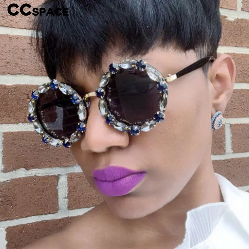 47170 персонализированные алмазные круглые оправы Солнцезащитные очки женские