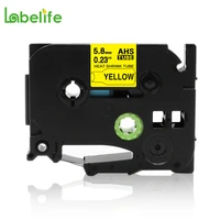 labelife hse 611 5 8mm black on yellow heat shrink sleeving tubing for brother printer pt e300 printable label tape